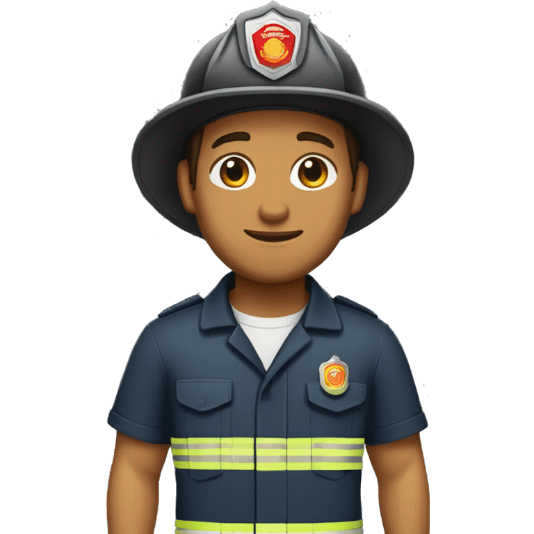 firefighter with tan skin, stubble, and a side part combed over emoji