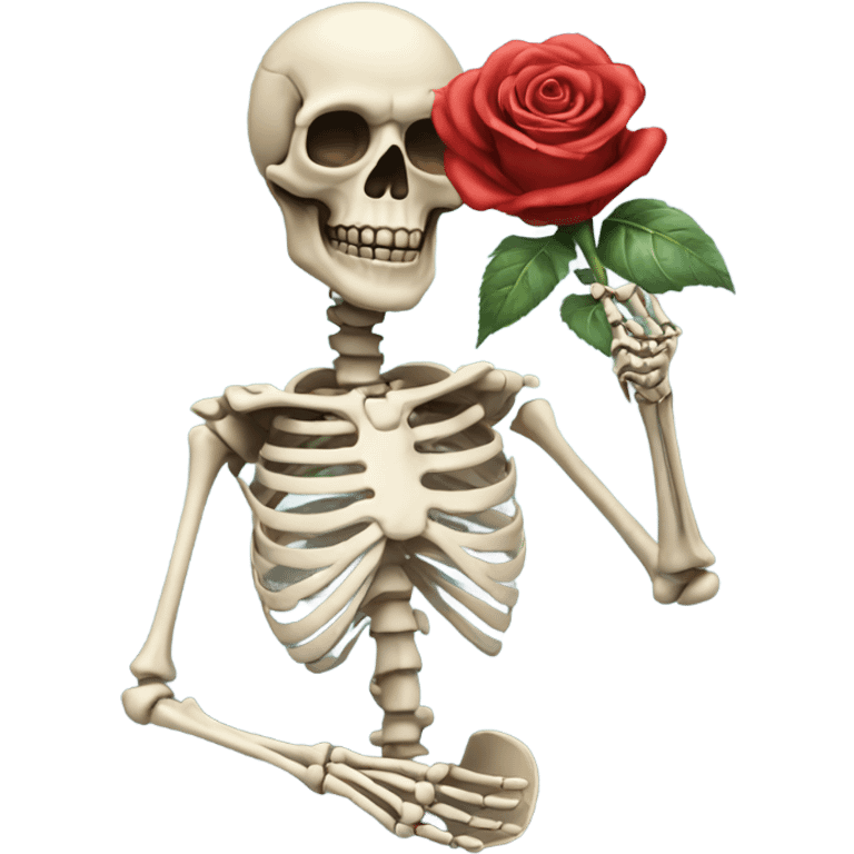 Skeleton holding a rose emoji