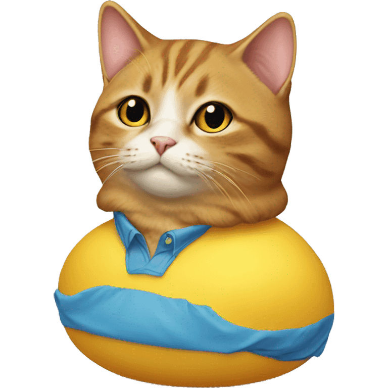 Cat wearing a rubber duck shirt emoji