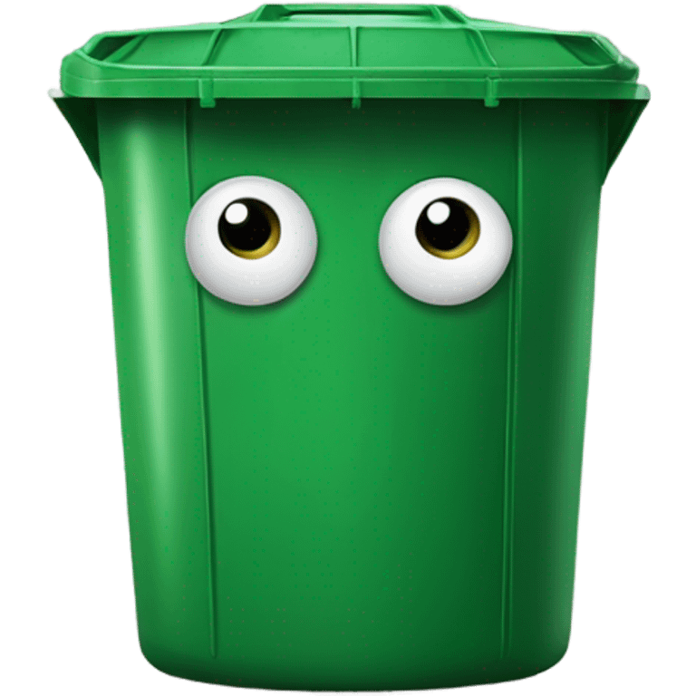 green bin with eyes emoji