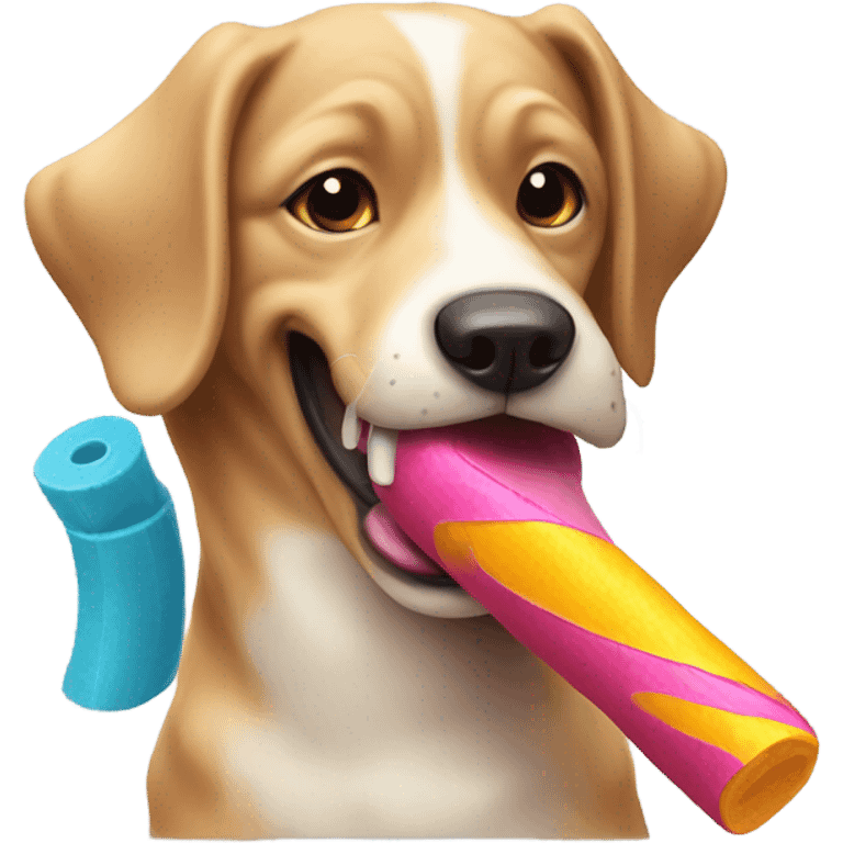 dog eating a chew toy emoji