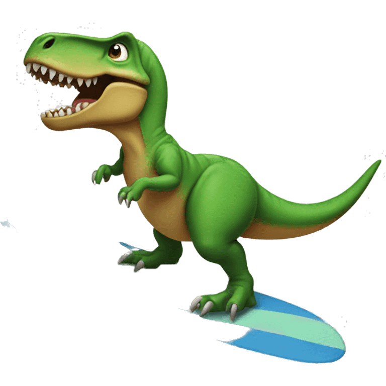 t-rex on a surfboard emoji