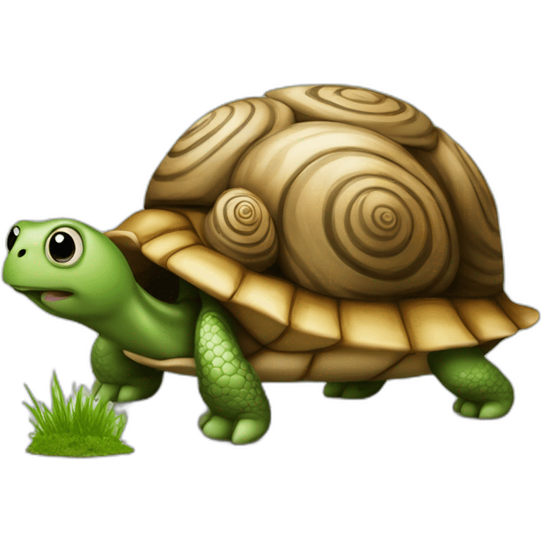 Un escargots sur une tortue emoji