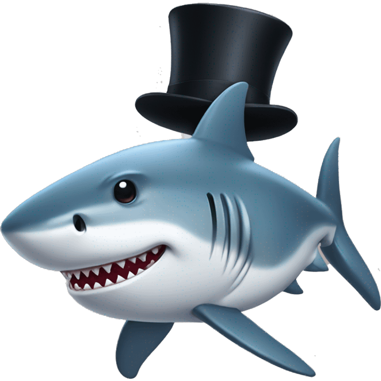 Shark with a top hat emoji