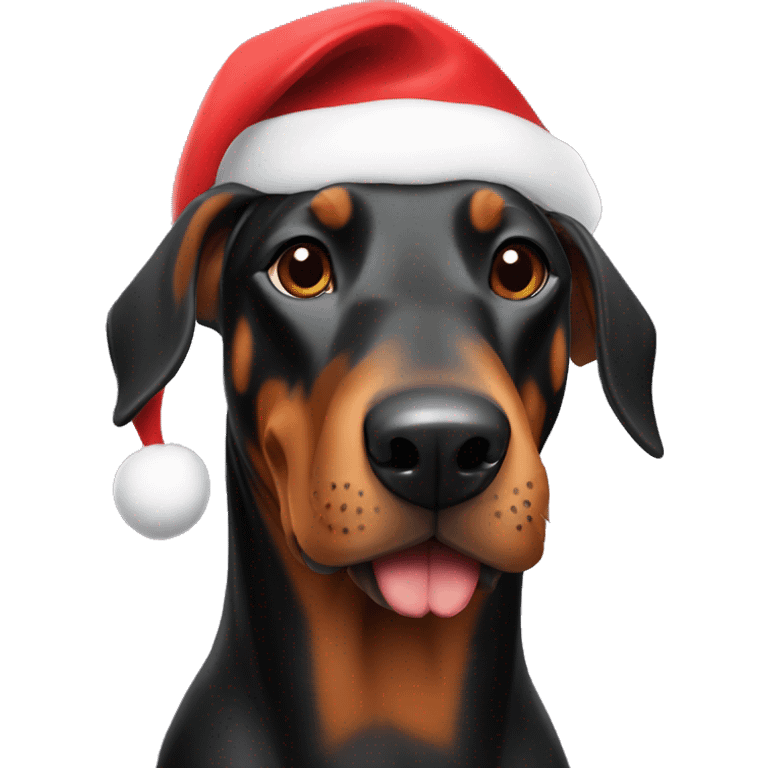 Doberman with Santa hat emoji