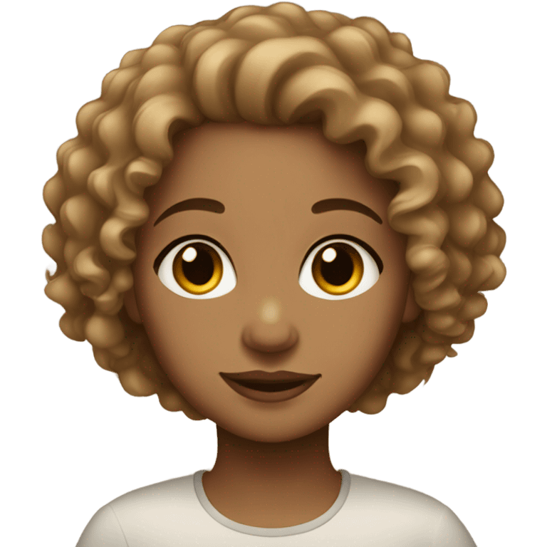 light skin brown girl with curly hair emoji