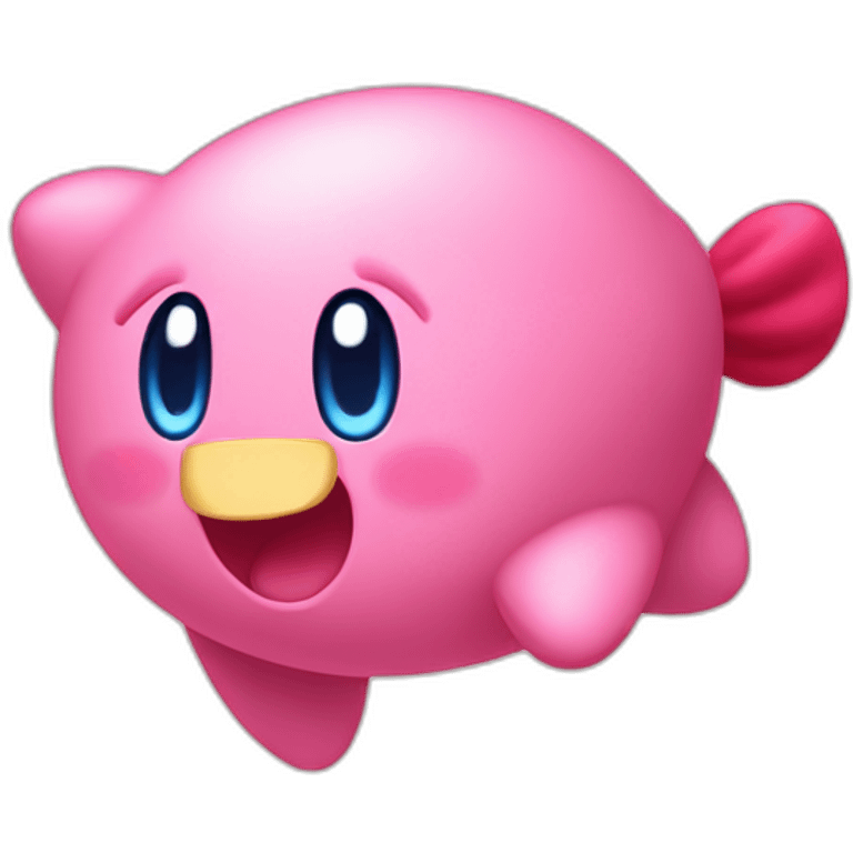 cute happy classic Kirby jumping emoji