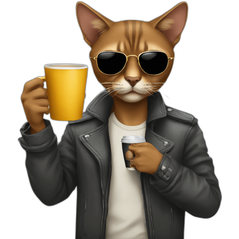 gangster-with-a-Abyssinian cat-gun-and-sunglasses-drinking-coffee emoji