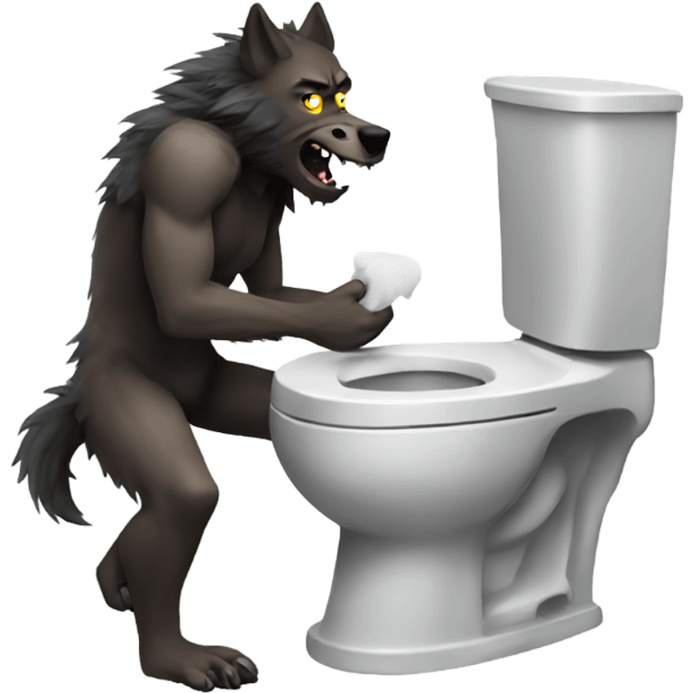 Werewolf using the toilet emoji