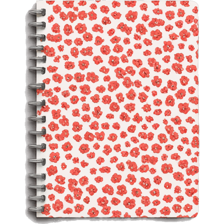 Notebook with red flower pattern design on the cover emoji