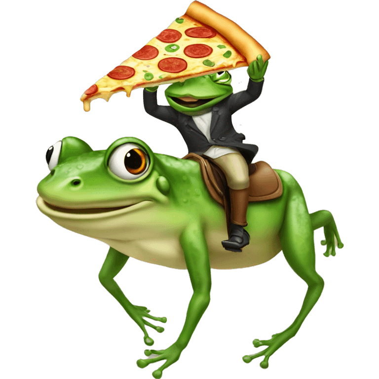 A frog on a horse eating a slice of pizza  emoji