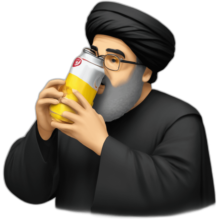 hassan nasrallah smelling a can of شعلة emoji