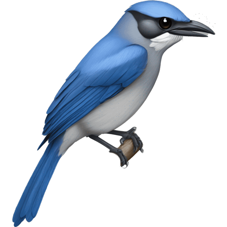 A California scrub jay with its beak open as if singing emoji