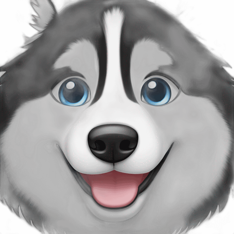 black and white Siberian husky smile  blue eyes emoji