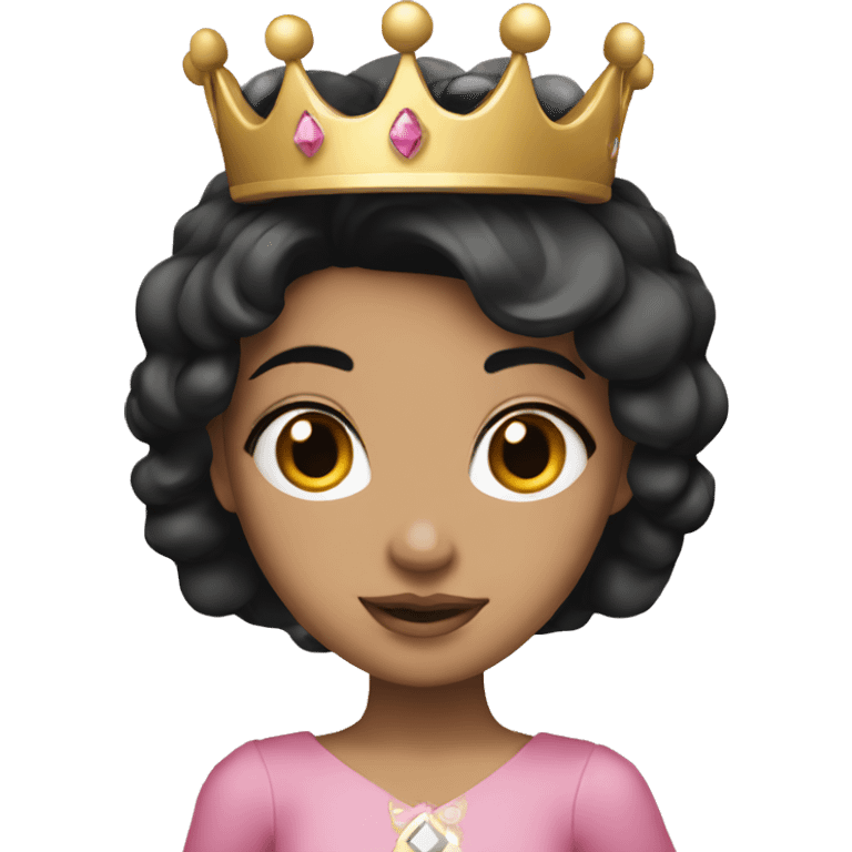 Princess with black hair and pink crown with white emoji