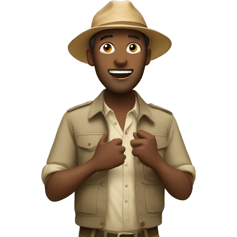 guy in safari hat singing emoji