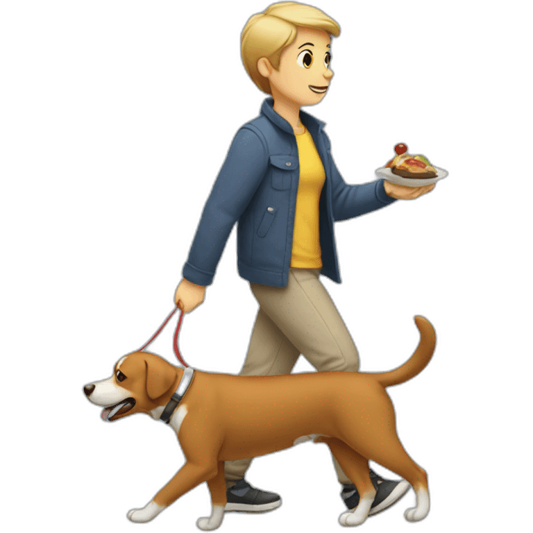 eating-and-walking-the-dog emoji