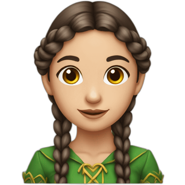 Beautiful brunette elf girl with braids emoji