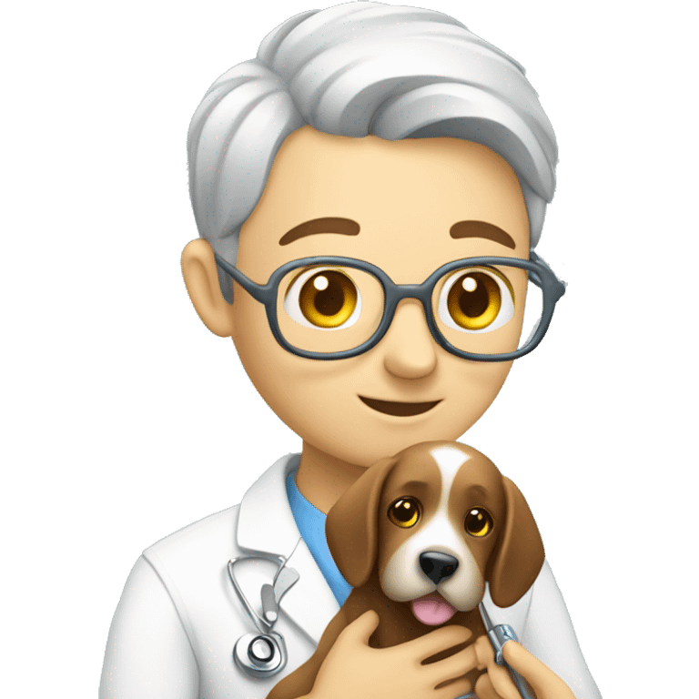 Veterinarian examining pet emoji