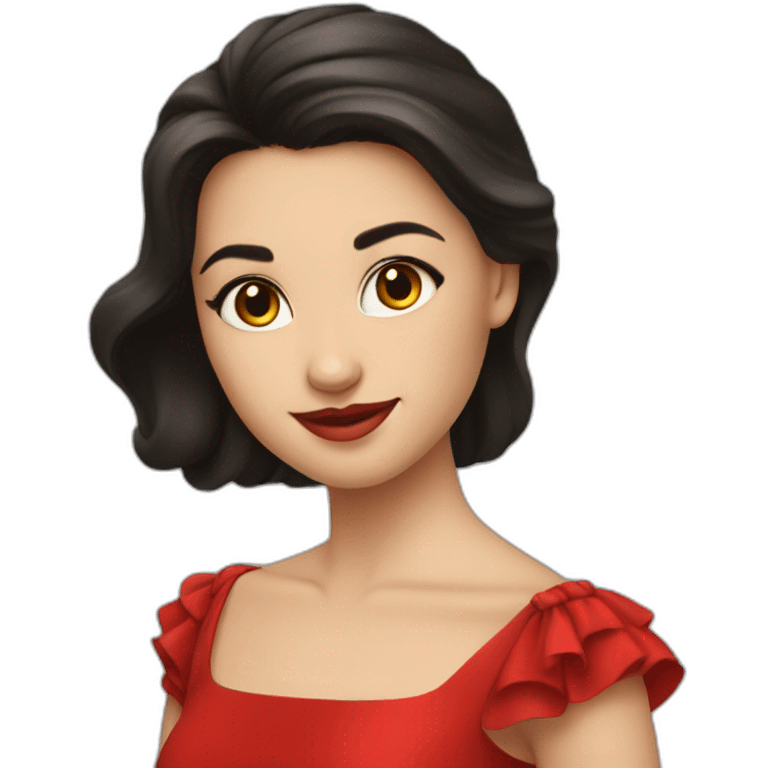 Fair-skin-elegant-girl-in-red-dress-dark-hair emoji