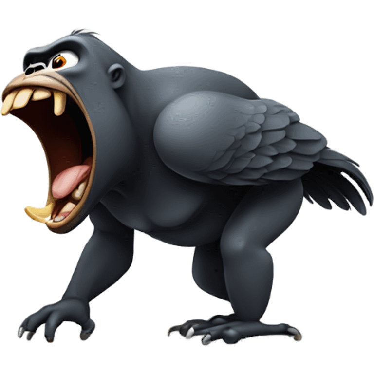 Bird with gorilla head screaming emoji