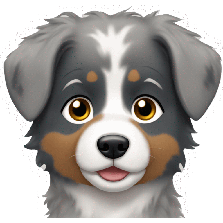 Brunette woman with short hair and blue Merle Australian shepherd emoji