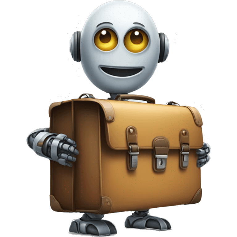 happy robot holds briefcase emoji