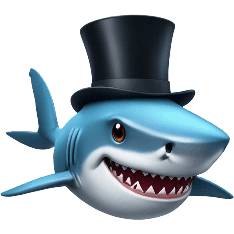 Shark with a top hat emoji