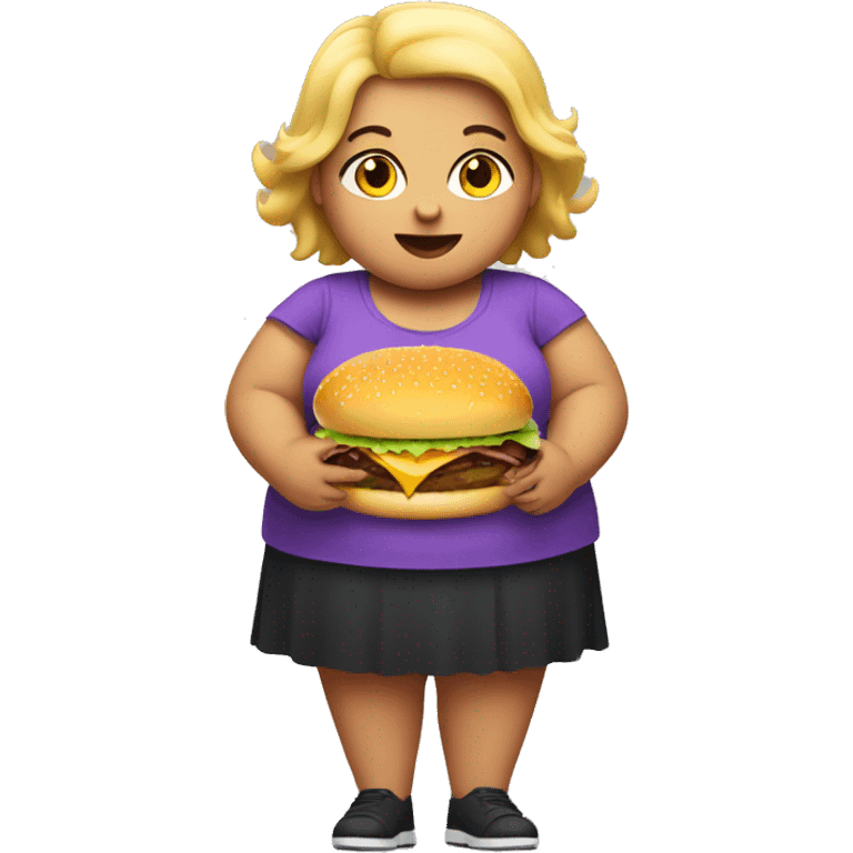 fat girl holding a burger emoji