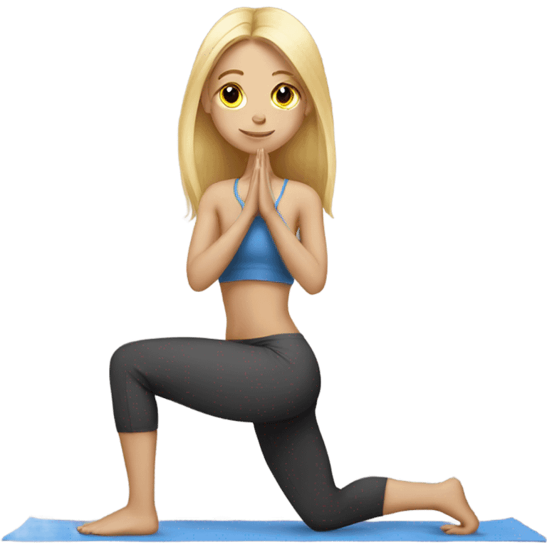 Blonde girl long hair doing yoga emoji