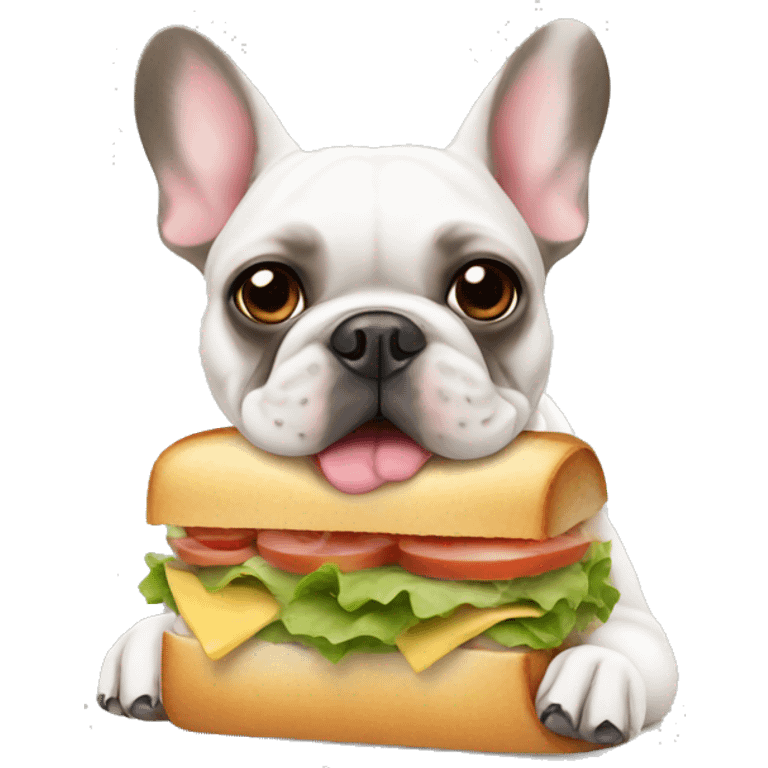 french bulldog eating a sandwich emoji