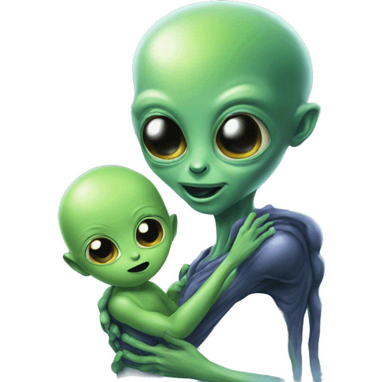 Alien with a baby alien emoji