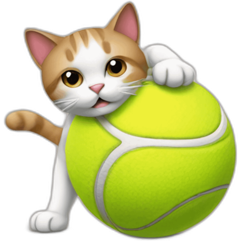 Cat on the back playing with tennis ball emoji