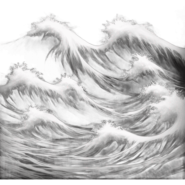 an ocean wave, but in black and white emoji