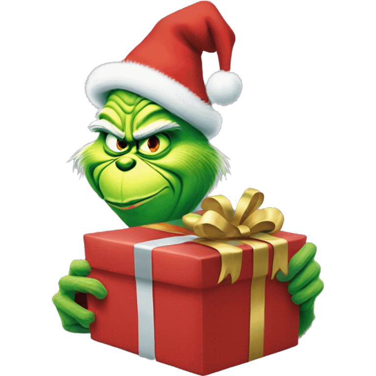 The grinch hand holding a Christmas present  emoji