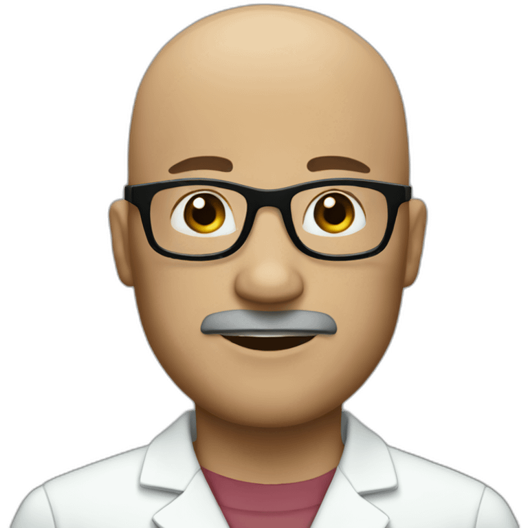 bald Surgeon with black Square glasses and short beard emoji