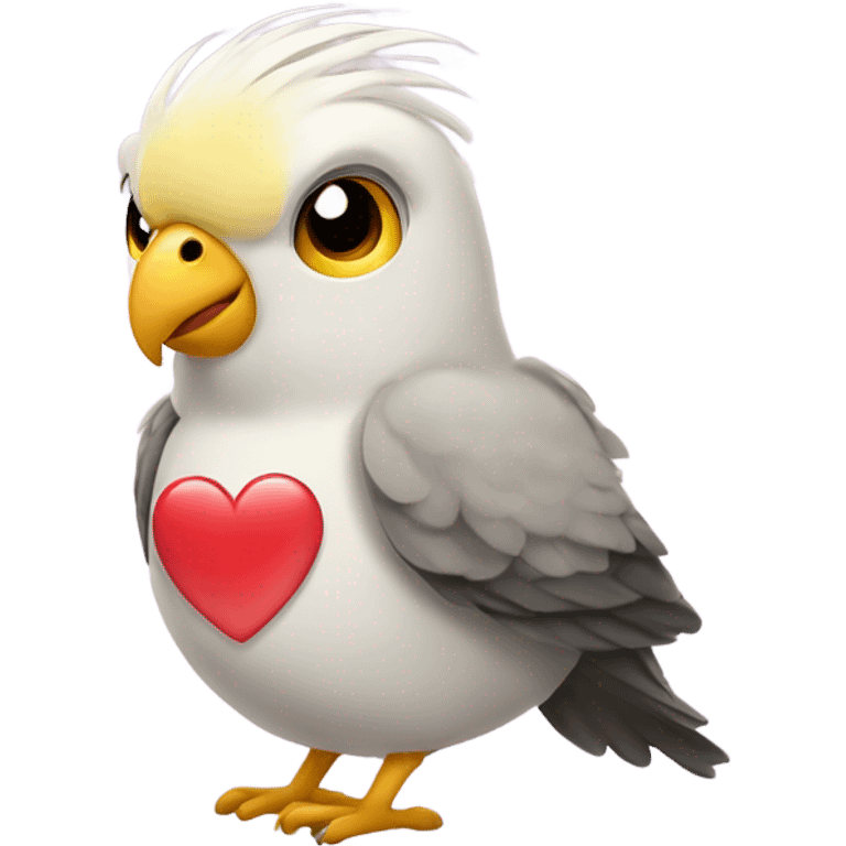 Cockatiel bird with heart shaped eyes emoji