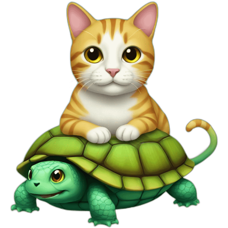 Cat on a turtle emoji