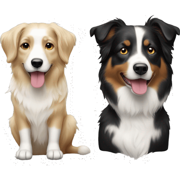 Blonde girl and black and white Australian shepherd emoji