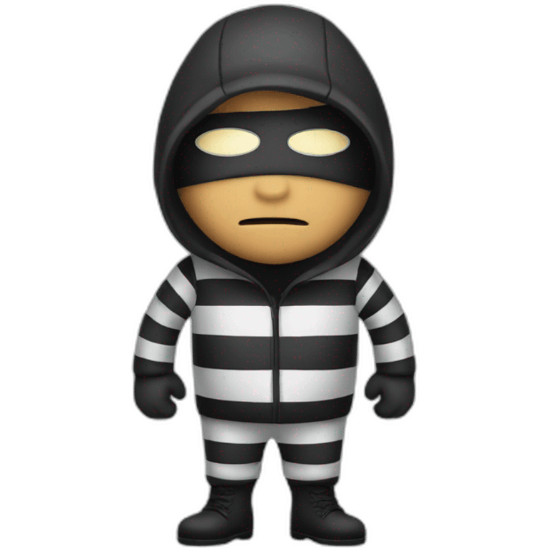 A thief in a mask and striped uniform emoji