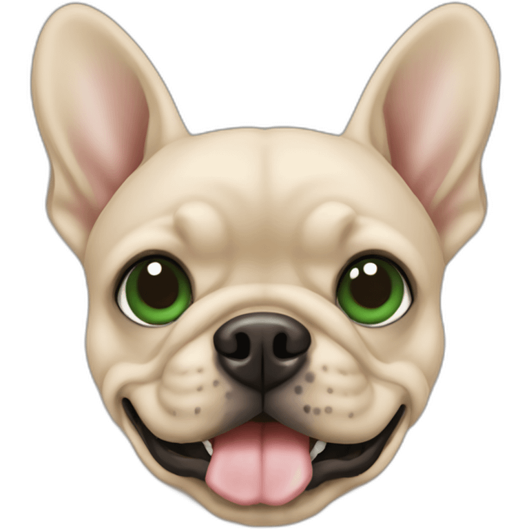 sand french buldog with dark green eyes emoji