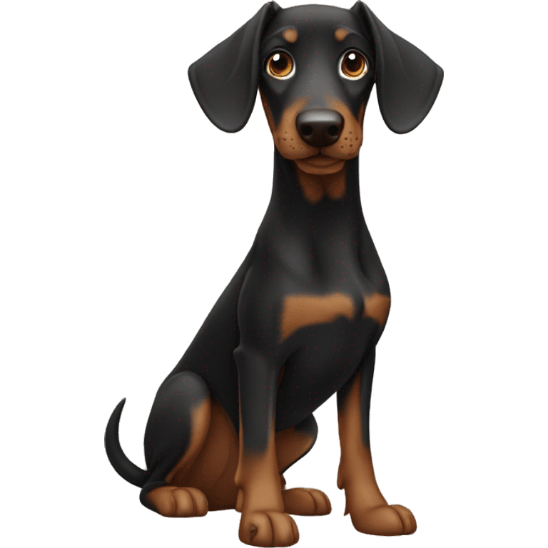 Doberman with curly haired girl  emoji