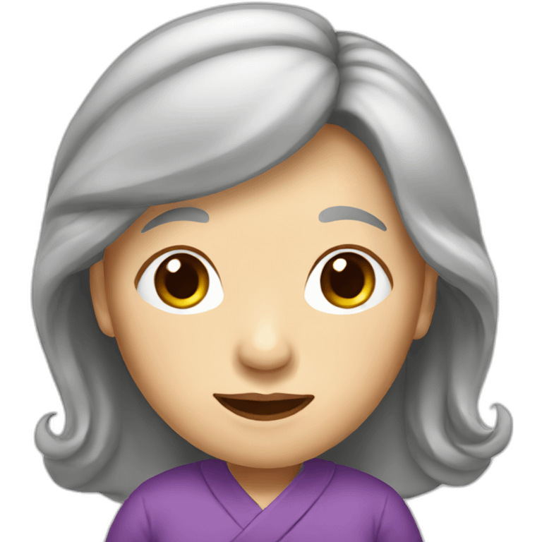 Chinese senior lady with long hair emoji