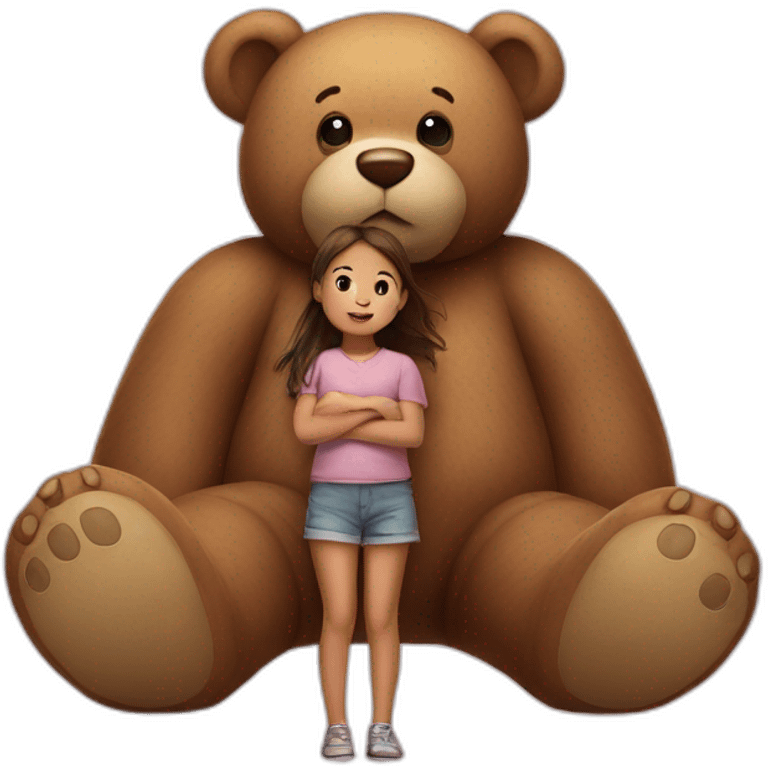 Very big teddy bear with small girl emoji