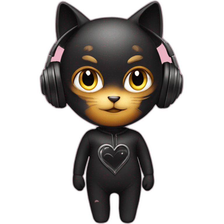 Heart-shaped catsuit listening music emoji