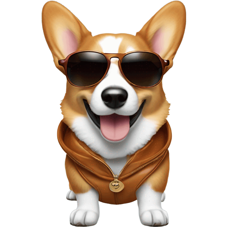 a corgi wearing jacques marie mage sunglasses emoji