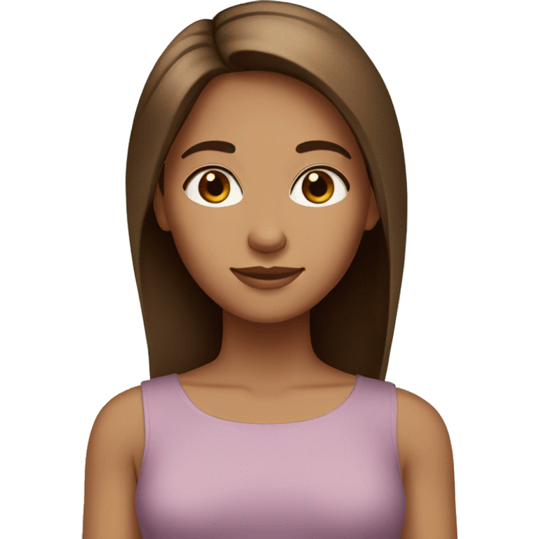 Brown haired girl with brown eyes and tan skin and straight hair emoji