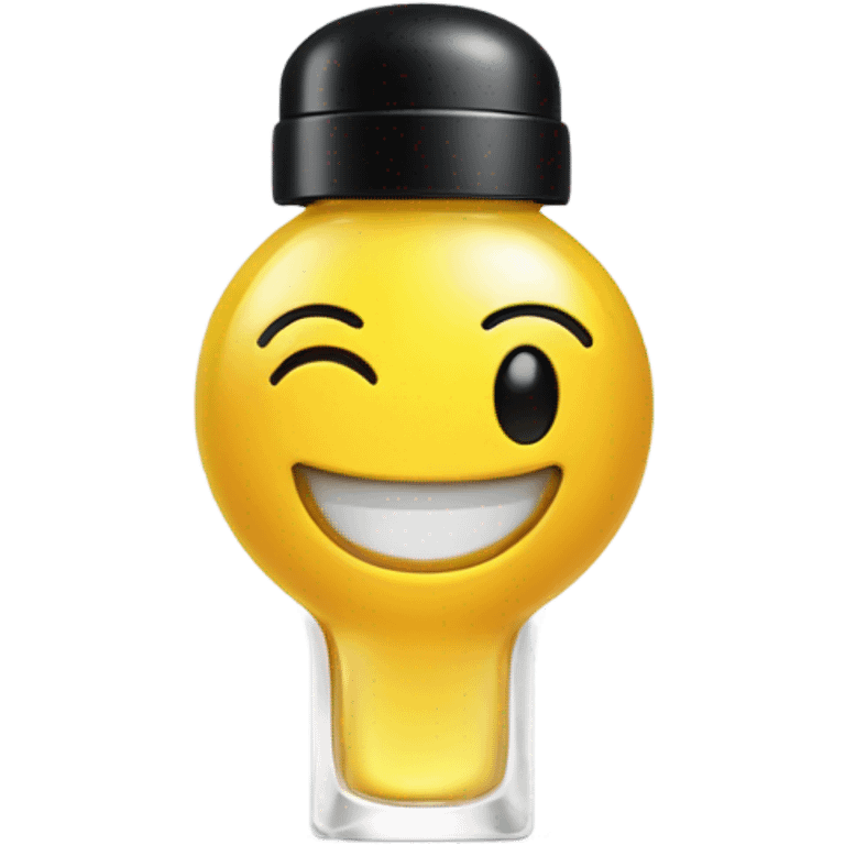 smiling perfume with black cap emoji