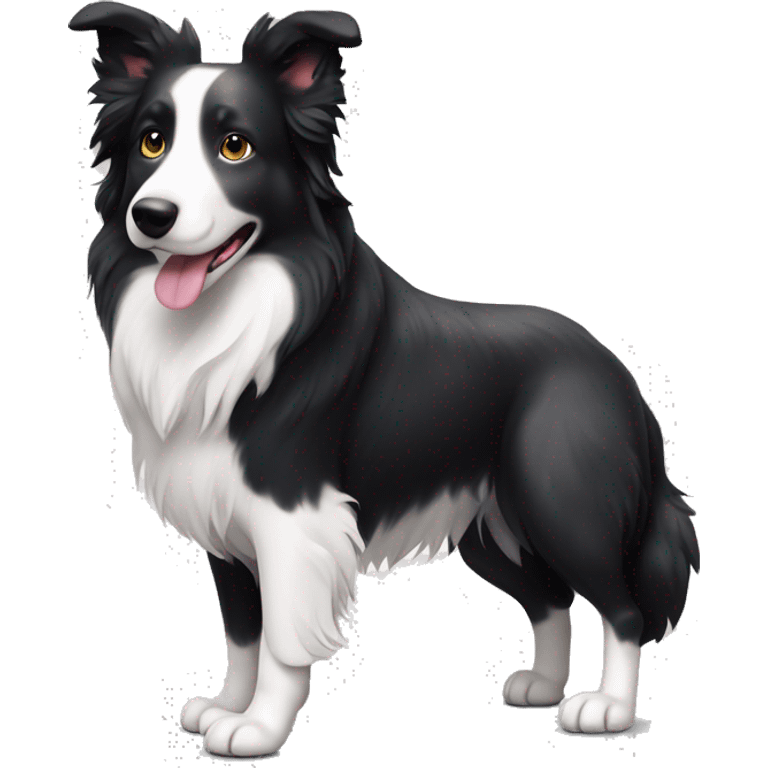 Black and White border collie with small black spots emoji