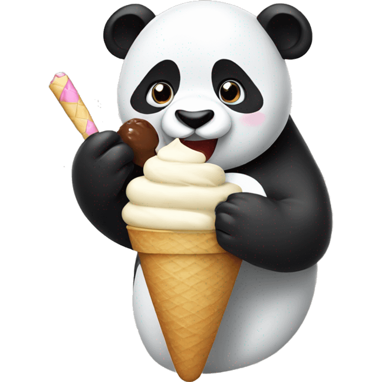 Panda eating ice cream emoji